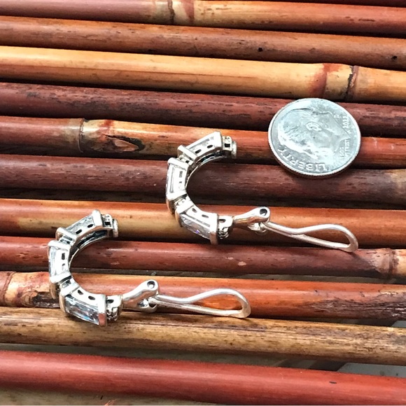 Silpada Sterling Silver Cubic Zirconia Clip on Hoop Earrings - Picture 7 of 7